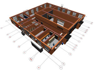 3D вид первого этажа завода