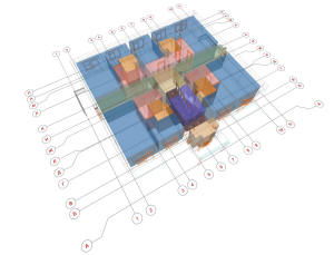 3D вид зон первого этажа хостела