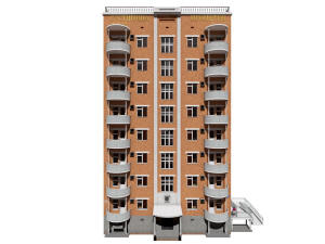 3D общий вид гостиницы и координатные оси