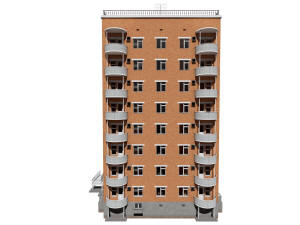 3D общий вид гостиницы и координатные оси