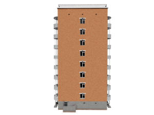 3D общий вид гостиницы и координатные оси