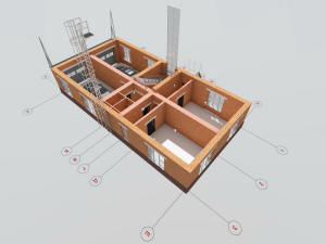 3D вид первого этажа гостиницы