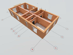3D вид второго этажа гостиницы