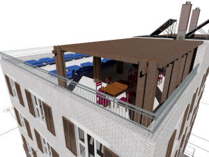 3D вид крыши гостиницы