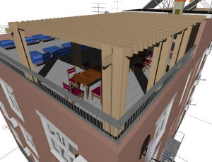 3D вид крыши гостиницы