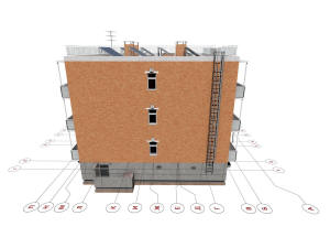 3D общий вид дома и координатные оси