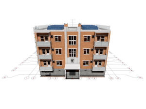 3D общий вид дома и координатные оси