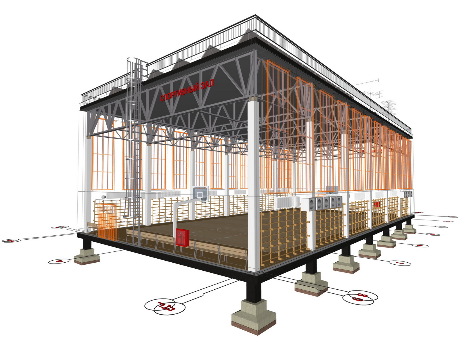 Конструкция спортивного зала